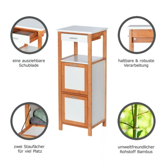 Wenko Regal Finja Aus Bambus Mit 2 Ablagen, 2 Fächern Und Schublade 11 Wenko Regal Finja Aus Bambus Mit 2 Ablagen, 2 Fächern Und Schublade – Bild 9