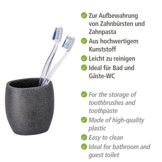 Wenko Zahnputzbecher Puro Anthrazit 5 Wenko Zahnputzbecher Puro Anthrazit – Bild 3