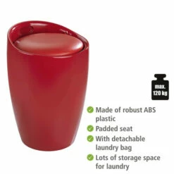 Wenko Hocker Candy Red, Mit Wäschesack -Günstiges Wenko Geschäft unnamed file 25699