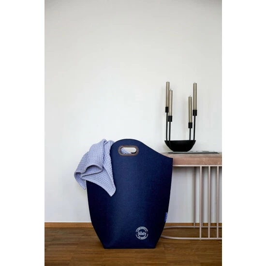 Wenko Wäschesammler Filz Blau 6 Wenko Wäschesammler Filz Blau – Bild 4