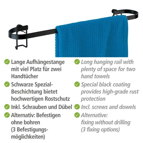 Wenko Handtuchstange Classic Plus Black 10 Wenko Handtuchstange Classic Plus Black – Bild 8