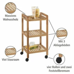 Wenko Rollregal Norway Aus Walnussholz Mit 3 Böden -Günstiges Wenko Geschäft unnamed file 26140