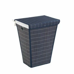 Wenko Wäschetruhe Bamboo Dunkelblau, Konisch