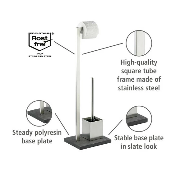 Wenko Stand WC-Garnitur Slate Rock Edelstahl 5 Wenko Stand WC-Garnitur Slate Rock Edelstahl – Bild 3