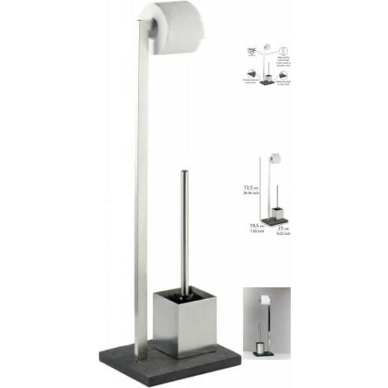 Wenko Stand WC-Garnitur Slate Rock Edelstahl 12 Wenko Stand WC-Garnitur Slate Rock Edelstahl – Bild 10