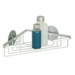 Wenko 18847100 Eckablage Turbo-Loc - Befestigen Ohne Bohren, Aluminium Matt, Ultra Leicht, Rostfrei, 25.5 X 7.5 X 15 Cm