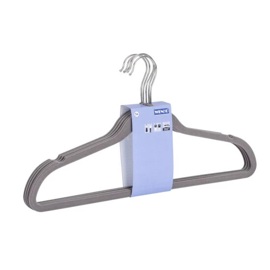 Wenko Kleiderbügel Beflockt Grau 5er Set 5 Wenko Kleiderbügel Beflockt Grau 5er Set – Bild 3