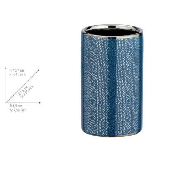 Wenko Zahnputzbecher Nuria Silber/Blau 4 Wenko Zahnputzbecher Nuria Silber/Blau – Bild 2