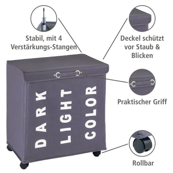 Wenko Wäschesammler Trivo Grau 10 Wenko Wäschesammler Trivo Grau – Bild 8