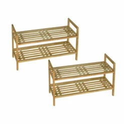 Wenko Regalsystem Norway Aus Walnussholz Mit 2 Ablagen, 2er Set