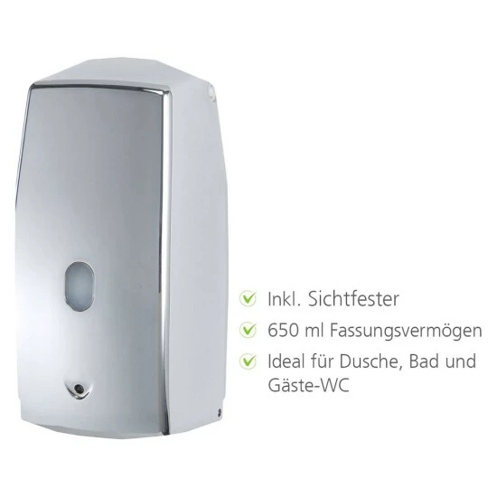 WENKO No-Touch Seifenspender Und Desinfektionsspender Treviso Chrom Mit Bewegungssensor, Infrarotsensor, Weiß, Nachfüllbar, Auslaufsicher, 650 Ml | Inkl. 2er Set Reinigungsschwämme Gratis 5 WENKO No-Touch Seifenspender Und Desinfektionsspender Treviso Chrom Mit Bewegungssensor, Infrarotsensor, Weiß, Nachfüllbar, Auslaufsicher, 650 Ml | Inkl. 2er Set Reinigungsschwämme Gratis – Bild 3