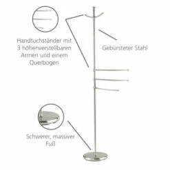 WENKO Turbo-Loc® Handtuchhalter Quadro, 2-armig, Edelstahl, Handtuchstangen Ohne Bohren | Inkl. 2er Set Reinigungsschwämme Gratis