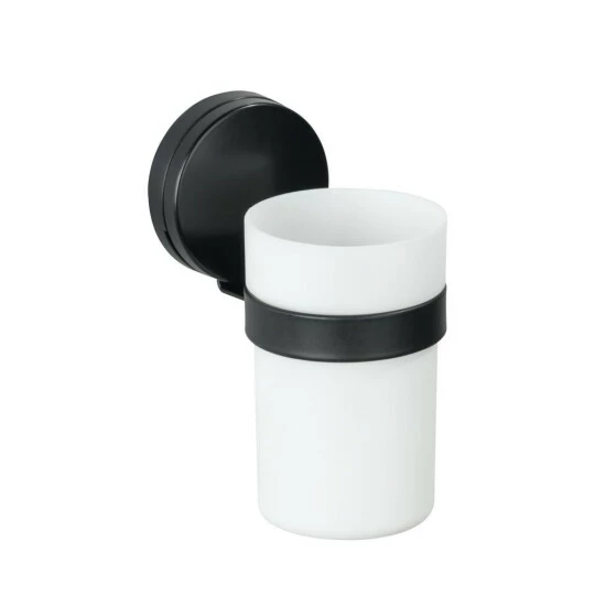 Wenko Static-Loc® Plus Zahnputzbecher Pavia Schwarz 3 Wenko Static-Loc® Plus Zahnputzbecher Pavia Schwarz
