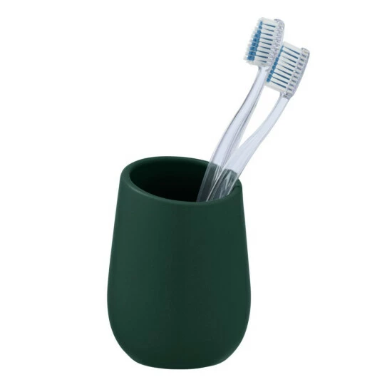 Wenko Zahnputzbecher Badi Dunkelgrün Keramik 4 Wenko Zahnputzbecher Badi Dunkelgrün Keramik – Bild 2