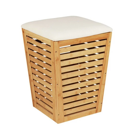 Wenko Wäschetruhe Bambusa Mit Sitzpolster 3 Wenko Wäschetruhe Bambusa Mit Sitzpolster