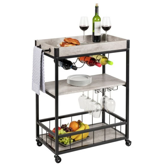 Wenko Küchenwagen Rustico Beton/Schwarz 4 Wenko Küchenwagen Rustico Beton/Schwarz – Bild 2