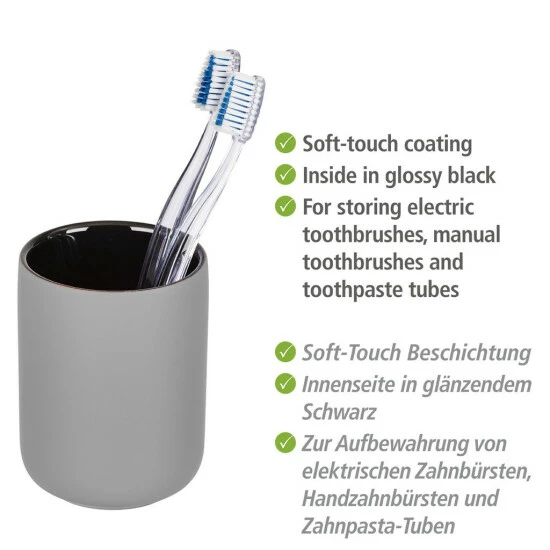 Wenko Zahnputzbecher Avellino Grau Keramik 4 Wenko Zahnputzbecher Avellino Grau Keramik – Bild 2