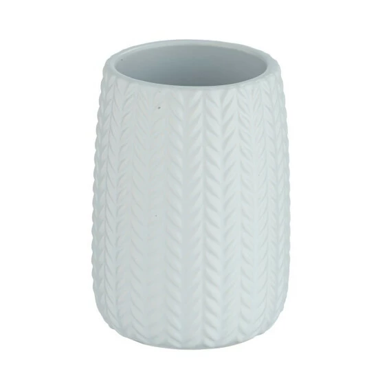 Wenko Zahnputzbecher Barinas Weiß Keramik 4 Wenko Zahnputzbecher Barinas Weiß Keramik – Bild 2