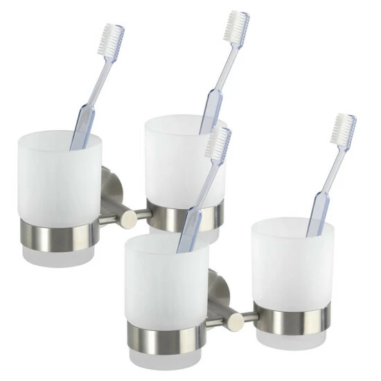Wenko Zahnputzbecher Duo Bosio Edelstahl Matt 2er Set 4 Wenko Zahnputzbecher Duo Bosio Edelstahl Matt 2er Set – Bild 2