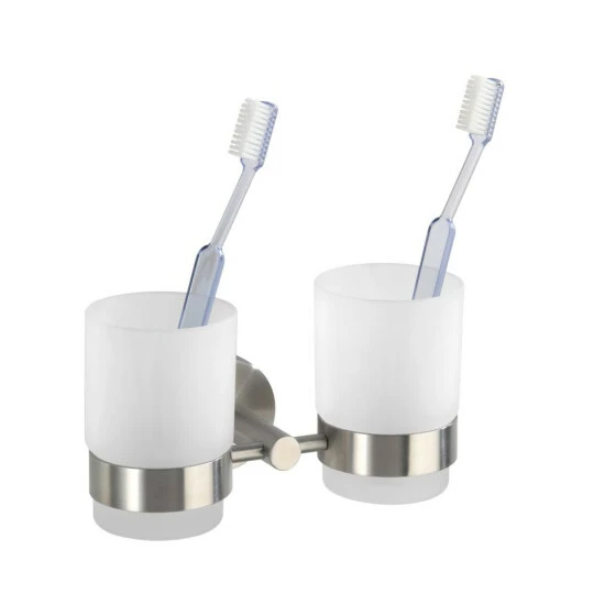 Wenko Zahnputzbecher Duo Bosio Edelstahl Matt 2er Set 5 Wenko Zahnputzbecher Duo Bosio Edelstahl Matt 2er Set – Bild 3