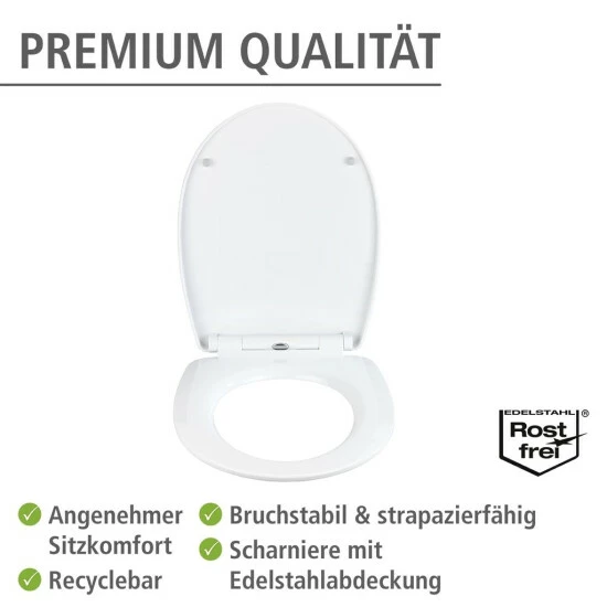 WENKO Toilettensitz Tavola Weiß, 38 X 45 Cm - WC-Sitz Mit Absenkautomatik (Easy Close) Und Komfortabler Fix Clip Befestigung 7 WENKO Toilettensitz Tavola Weiß, 38 X 45 Cm - WC-Sitz Mit Absenkautomatik (Easy Close) Und Komfortabler Fix Clip Befestigung – Bild 5