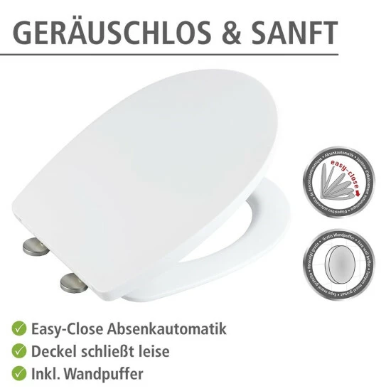 WENKO Toilettensitz Tavola Weiß, 38 X 45 Cm - WC-Sitz Mit Absenkautomatik (Easy Close) Und Komfortabler Fix Clip Befestigung 8 WENKO Toilettensitz Tavola Weiß, 38 X 45 Cm - WC-Sitz Mit Absenkautomatik (Easy Close) Und Komfortabler Fix Clip Befestigung – Bild 6