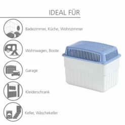 WENKO Luftentfeuchter Feuchtigkeitskiller, Mit 1000 Gr Granulatblock, Raumentfeuchter Fasst Bis Zu 1,4 L Feuchtigkeit, Nachfüllbar, 24 X 16 X 15 Cm, Grau Blau | Inkl. 2er Set Reinigungsschwämme Gratis -Günstiges Wenko Geschäft unnamed file 2986