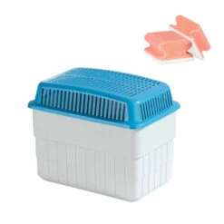 WENKO Luftentfeuchter Feuchtigkeitskiller, Mit 1000 Gr Granulatblock, Raumentfeuchter Fasst Bis Zu 1,4 L Feuchtigkeit, Nachfüllbar, 24 X 16 X 15 Cm, Grau Blau | Inkl. 2er Set Reinigungsschwämme Gratis -Günstiges Wenko Geschäft unnamed file 2989