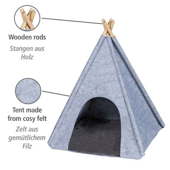Wenko Filz-Tierbett Tipi Hellgrau 4 Wenko Filz-Tierbett Tipi Hellgrau – Bild 2