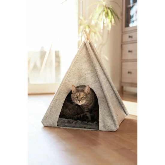 Wenko Filz-Tierbett Tipi Hellgrau 7 Wenko Filz-Tierbett Tipi Hellgrau – Bild 5