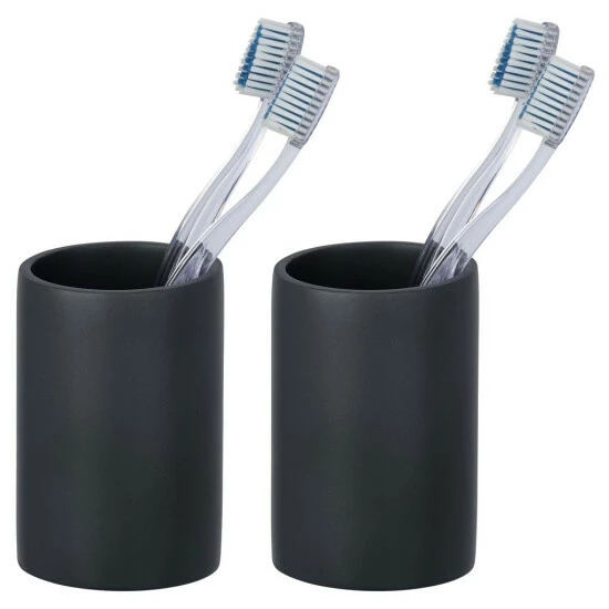 Wenko Zahnputzbecher Ida Anthrazit 2er Set 4 Wenko Zahnputzbecher Ida Anthrazit 2er Set – Bild 2
