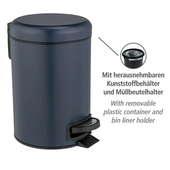 Wenko Kosmetik Treteimer Leman Dunkelblau 3 L 8 Wenko Kosmetik Treteimer Leman Dunkelblau 3 L – Bild 6