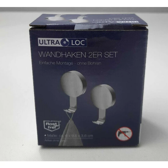 Wenko Ultra Loc Wandhaken, 2er-Set , Silber Oder Schwarz 3 Wenko Ultra Loc Wandhaken, 2er-Set , Silber Oder Schwarz