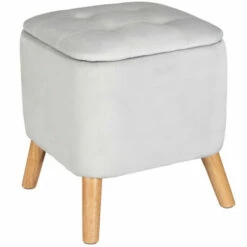 Sitzhocker EMMA, Velours, Mit Stauraum, 42,5 Cm, WENKO, Farbe:Grau