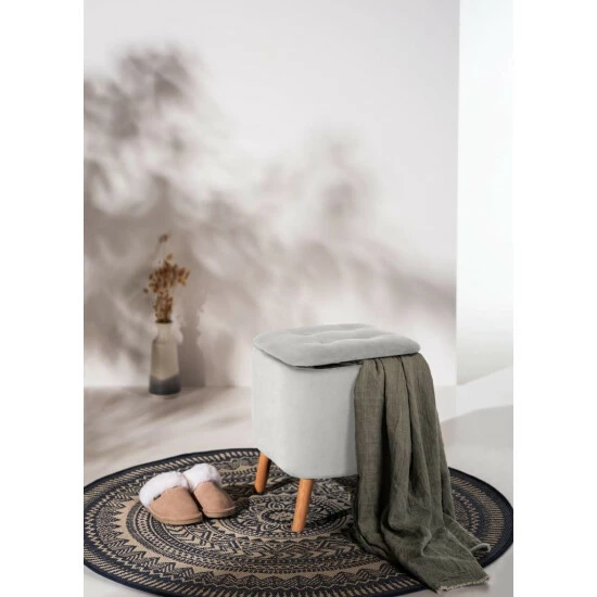 Sitzhocker EMMA, Velours, Mit Stauraum, 42,5 Cm, WENKO, Farbe:Grau 5 Sitzhocker EMMA, Velours, Mit Stauraum, 42,5 Cm, WENKO, Farbe:Grau – Bild 3