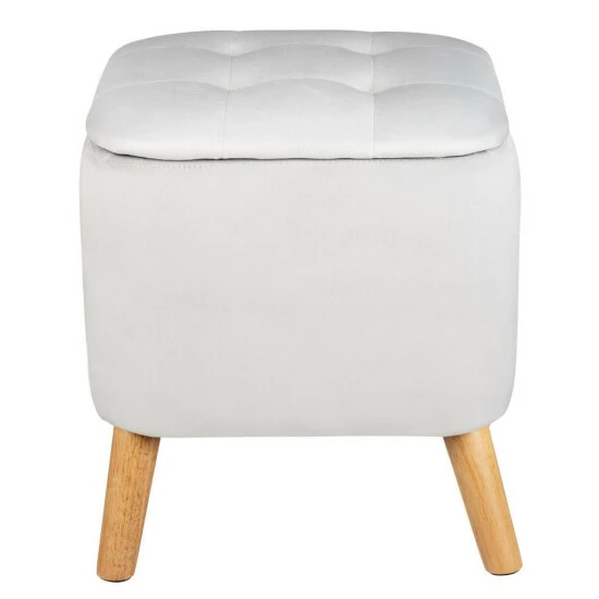 Sitzhocker EMMA, Velours, Mit Stauraum, 42,5 Cm, WENKO, Farbe:Grau 6 Sitzhocker EMMA, Velours, Mit Stauraum, 42,5 Cm, WENKO, Farbe:Grau – Bild 4