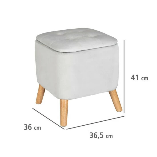 Sitzhocker EMMA, Velours, Mit Stauraum, 42,5 Cm, WENKO, Farbe:Grau 11 Sitzhocker EMMA, Velours, Mit Stauraum, 42,5 Cm, WENKO, Farbe:Grau – Bild 9