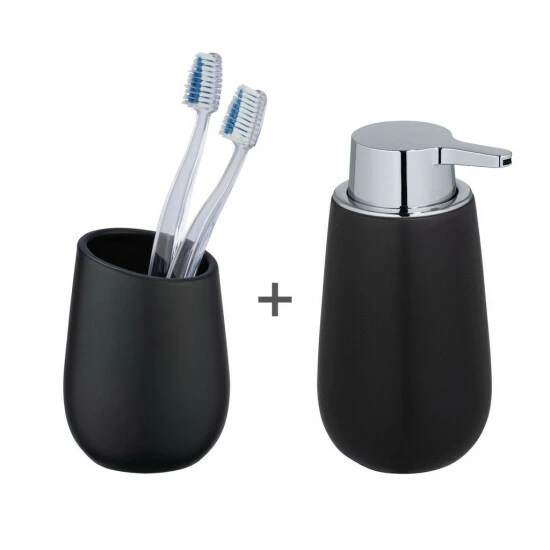 Wenko Waschtisch-Set Badi Schwarz, 2-tlg. 3 Wenko Waschtisch-Set Badi Schwarz, 2-tlg.