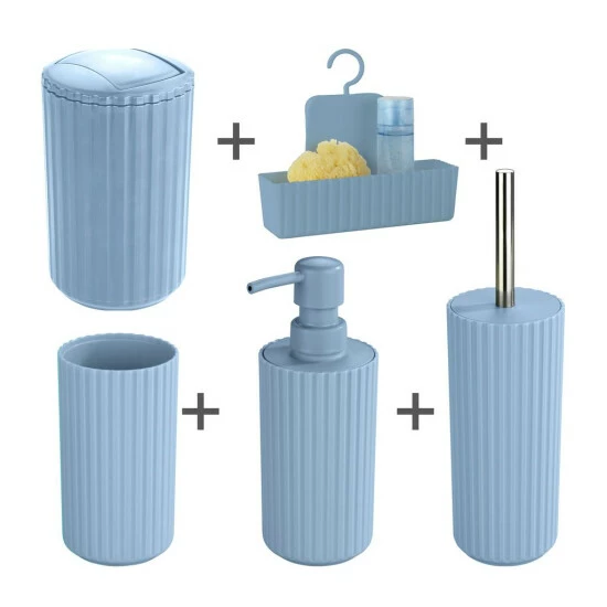 Wenko Bad-Accessoire Set Minas Blaugrau, 5-tlg. 3 Wenko Bad-Accessoire Set Minas Blaugrau, 5-tlg.