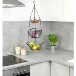 WENKO Küchenampel Trio - 3 Ablagekörbe, Hängend, Verchromtes Metall -Günstiges Wenko Geschäft unnamed file 30891