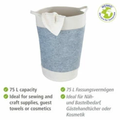 Wenko Filz Wäschesammler Bea Hellgrau -Günstiges Wenko Geschäft unnamed file 31156