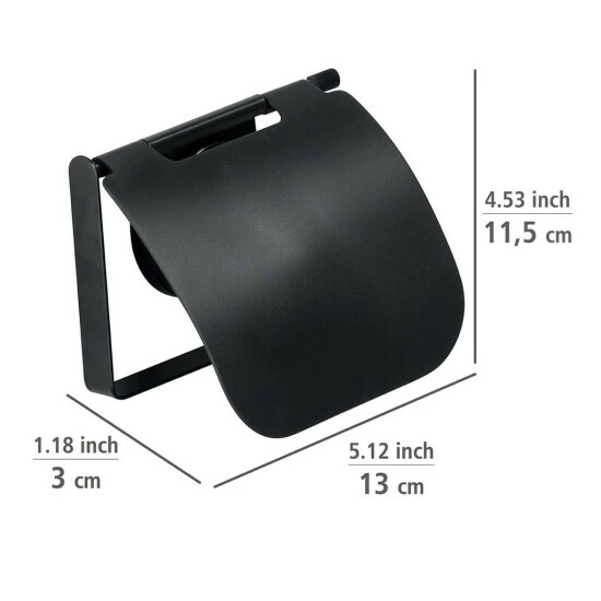 Wenko Static-Loc® Plus Toilettenpapierhalter Mit Deckel Pavia Schwarz 7 Wenko Static-Loc® Plus Toilettenpapierhalter Mit Deckel Pavia Schwarz – Bild 5
