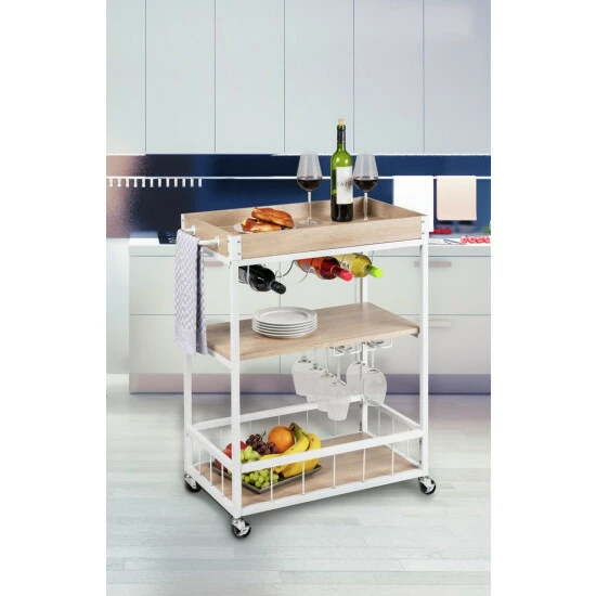 Wenko Küchenwagen Rustico Sonoma /Weiß 5 Wenko Küchenwagen Rustico Sonoma /Weiß – Bild 3