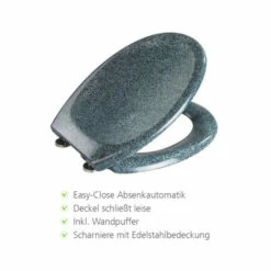 Wenko WC-Sitz Ottana Granit, Antibakterieller Toilettendeckel Mit Easy Close Absenkautomatik, Inklusive Rostfreier Edelstahlbefestigung Mit Fix-Clip Und 2 GRATIS Schwämme In Weiß / Rot -Günstiges Wenko Geschäft unnamed file 31949
