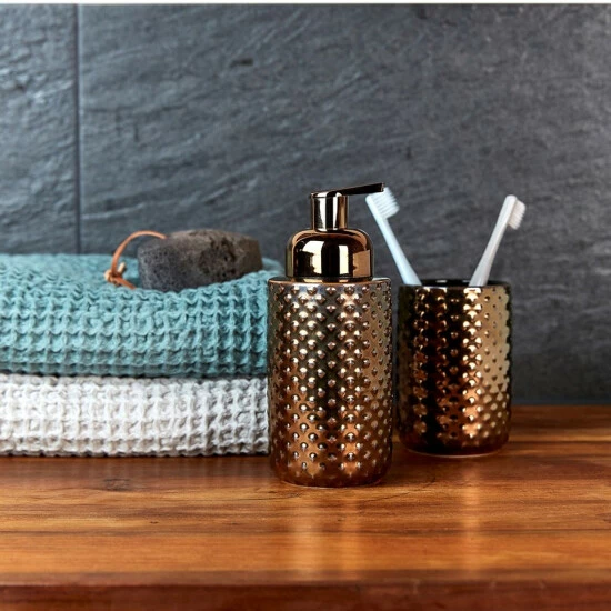 Wenko Keramik Bad-Accessoire Set Keo, Kupfer, 3-teilig 5 Wenko Keramik Bad-Accessoire Set Keo, Kupfer, 3-teilig – Bild 3