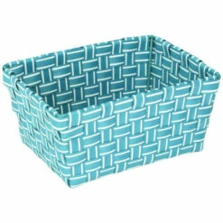 Wenko 20973100 Aufbewahrungskorb Salsa Long Petrol-weiß - Badkorb, Kunststoff - Polypropylen, 19 X 9 X 14 Cm, Petrol