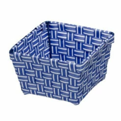 WENKO 20971100 Aufbewahrungskorb Salsa Blau-Weiß - Badkorb, Polypropylen, 14 X 9 X 14 Cm
