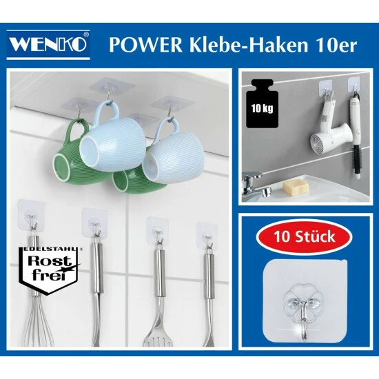 Multifunktionale Haken, 10 Stück, Selbstklebend, WENKO 10 Multifunktionale Haken, 10 Stück, Selbstklebend, WENKO – Bild 8