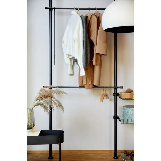 WENKO Teleskop-System Herkules Basic, Schwarz, Metall, 75-120 X 165-300 X 11 Cm | Verstellbares Ordnungssystem Mit 2 Kleiderstangen, Flexibel Anpassbar Für Den Begehbaren Kleiderschrank | Inkl. 2er Set Reinigungsschwämme Gratis 7 WENKO Teleskop-System Herkules Basic, Schwarz, Metall, 75-120 X 165-300 X 11 Cm | Verstellbares Ordnungssystem Mit 2 Kleiderstangen, Flexibel Anpassbar Für Den Begehbaren Kleiderschrank | Inkl. 2er Set Reinigungsschwämme Gratis – Bild 5