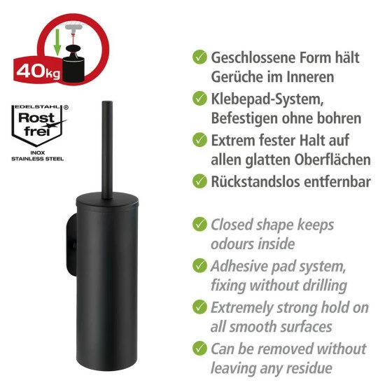 Wenko Turbo-Loc® Edelstahl WC-Garnitur Orea Black Matt Geschlossen 7 Wenko Turbo-Loc® Edelstahl WC-Garnitur Orea Black Matt Geschlossen – Bild 5